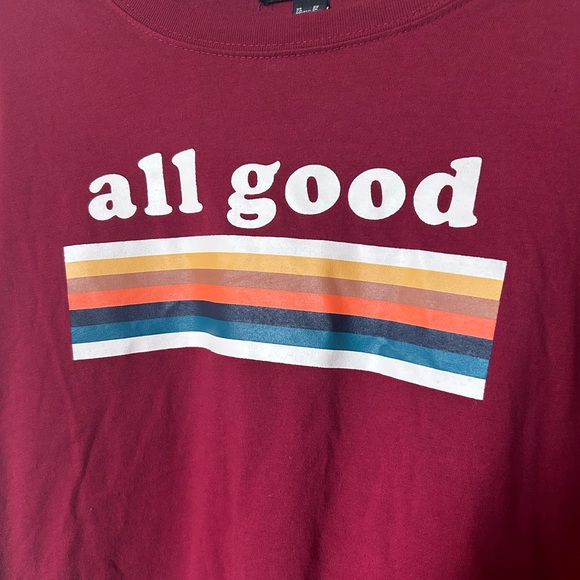 Forever 21+ Red Long Sleeve Cropped Shirt. - Picture 2 of 3